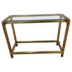 Retro Mastercraft brass and glass console 