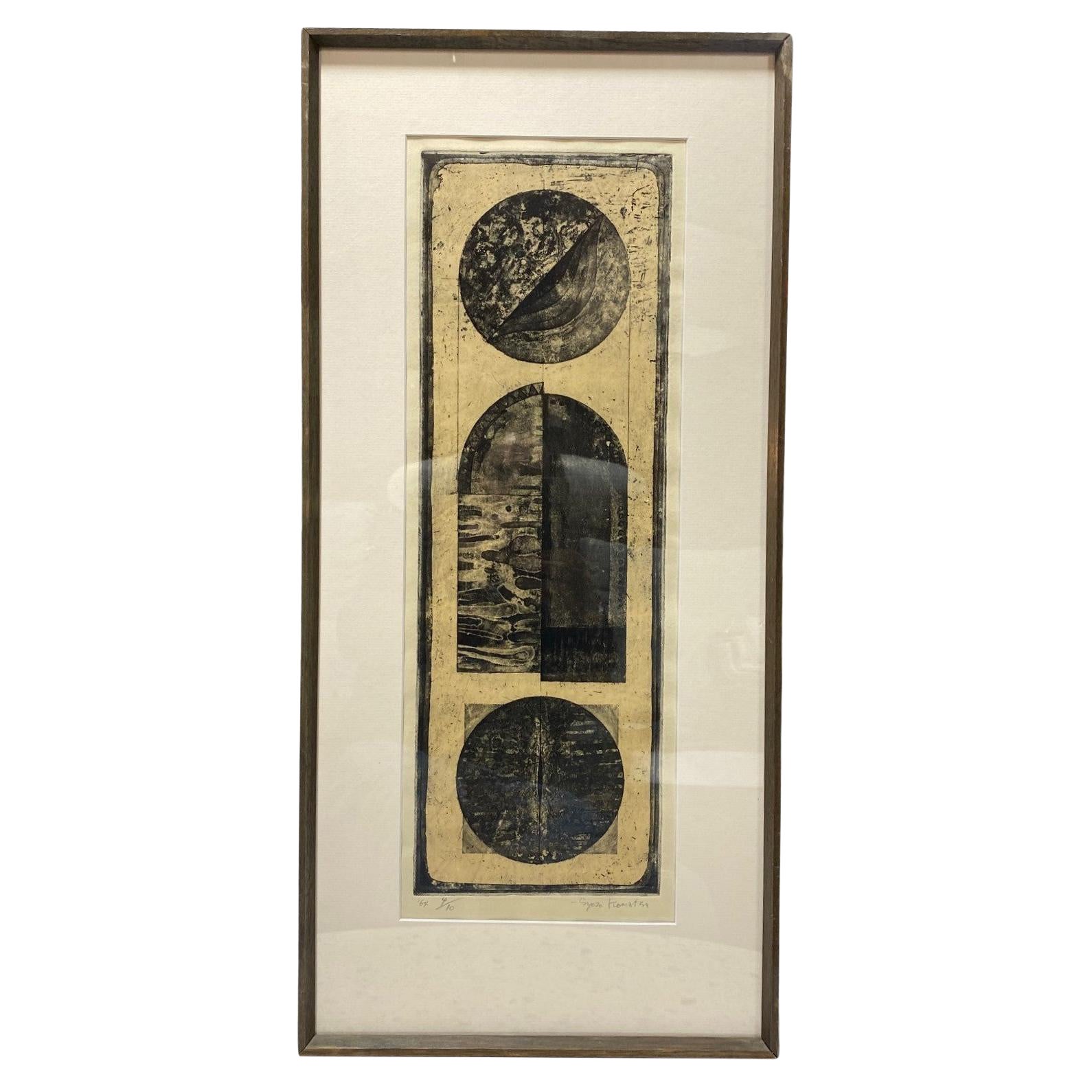 Shozo Komatsu, signierte japanische Radierung des abstrakten Expressionismus, limitierte Auflage