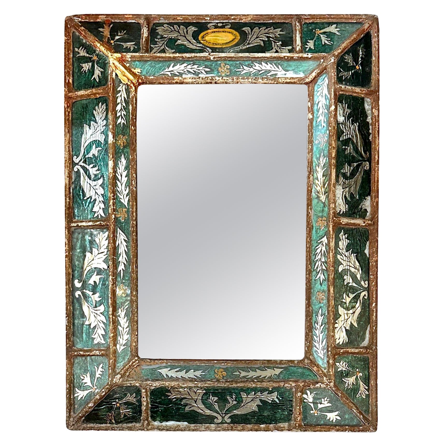 Antique Italian Églomisé Mirror  For Sale