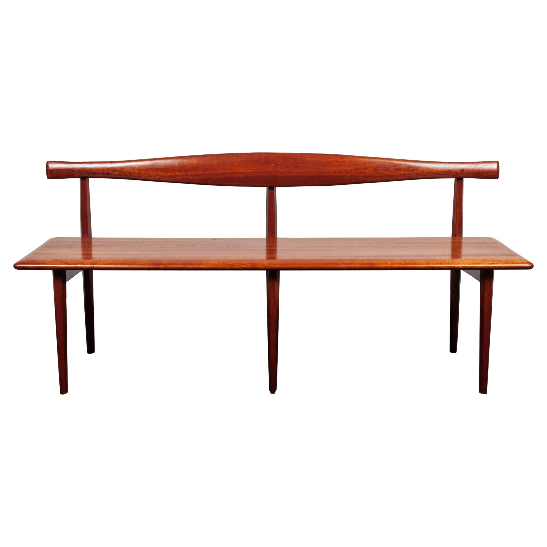 Vintage Cherrywood "Cow Horn" Bench by Kipp Stewart and Stewart McDougall For Sale