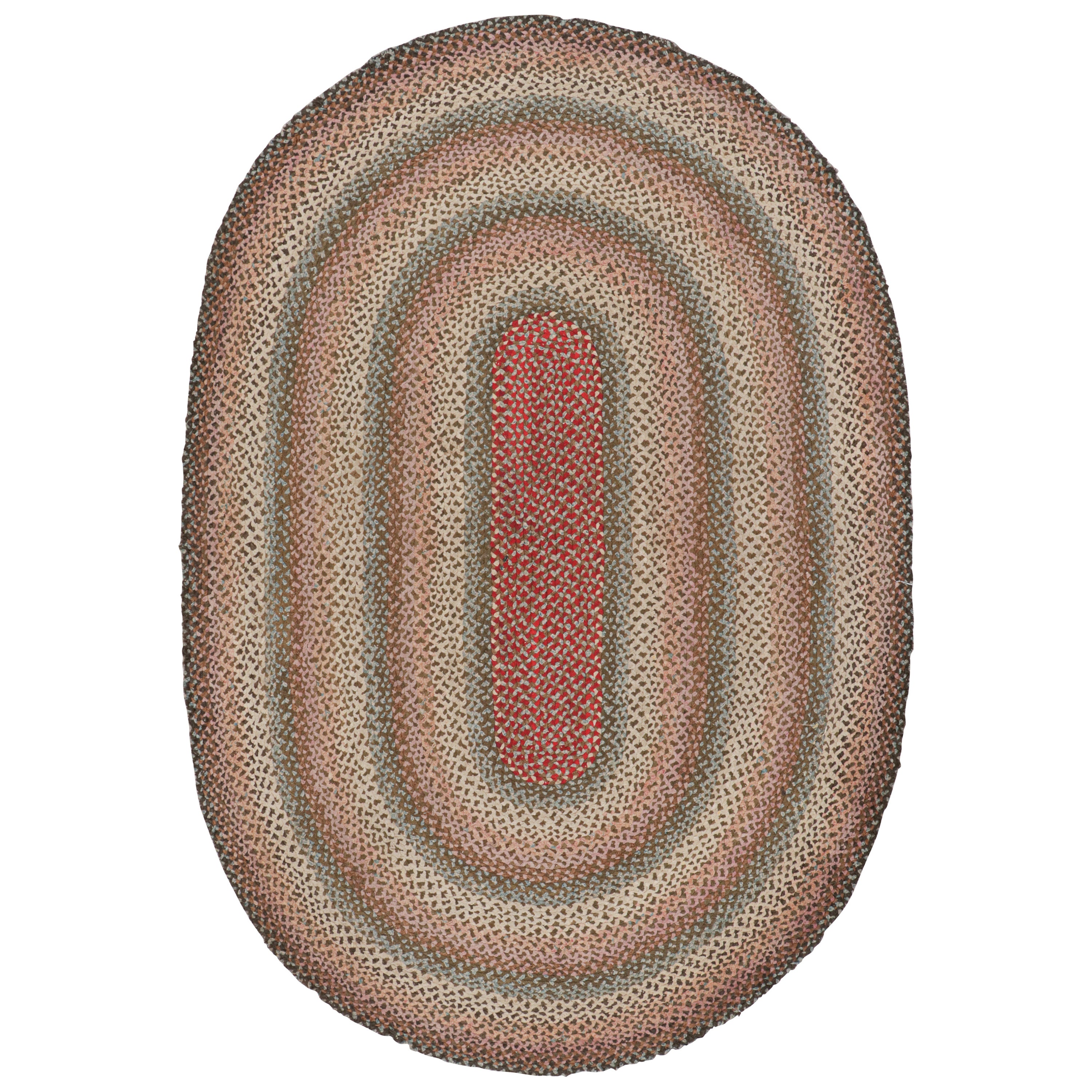 Antiker ovaler Hakenteppich mit polychromen Flechtstreifen, von Rug & Kilim im Angebot