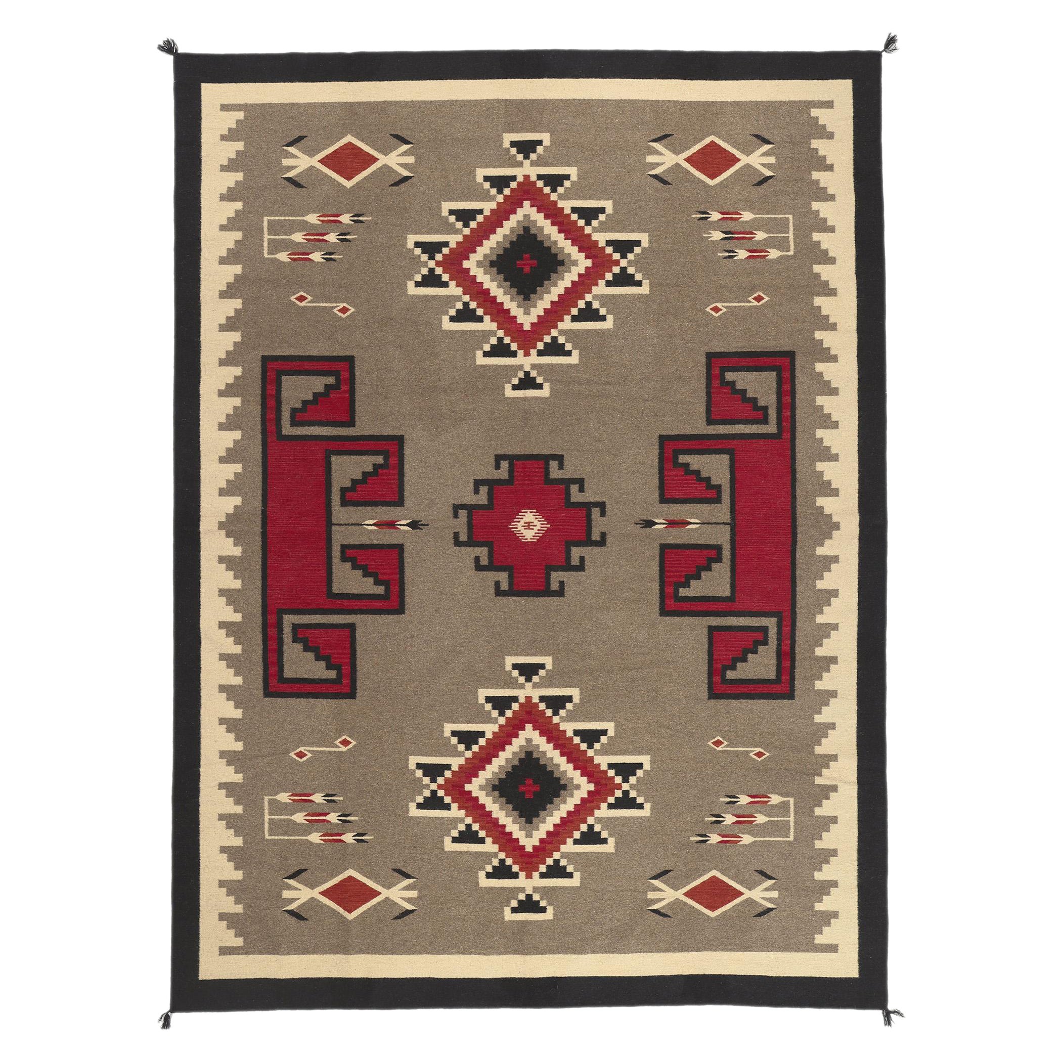 Alfombra contemporánea de tejido plano estilo navajo del suroeste del desierto de Santa Fe en venta