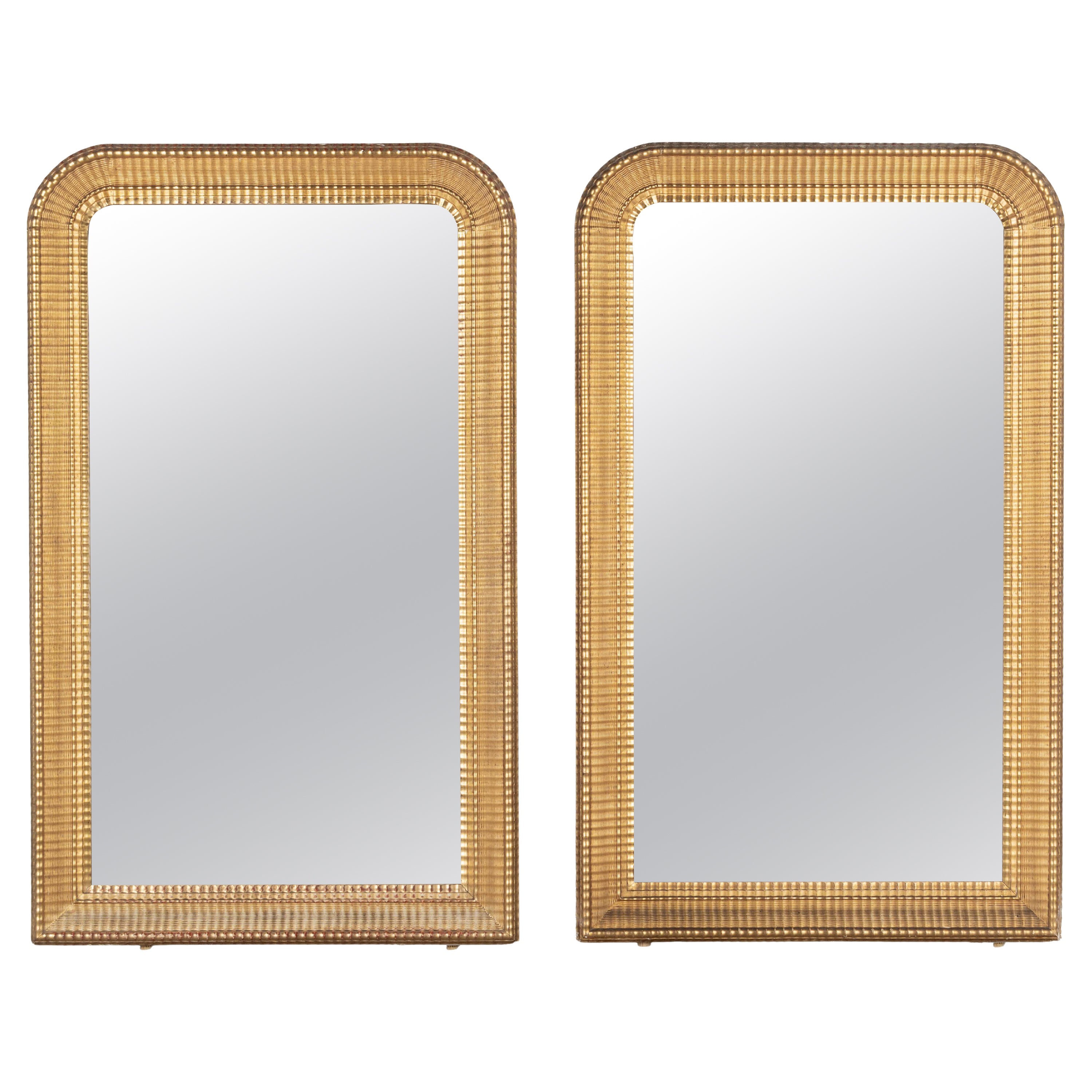 Paire de miroirs dorés Louis Philippe du 19ème siècle