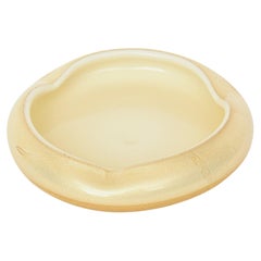 Niedrige Vintage Murano Seguso Gold Aventurin-Servierschale mit weißem Rand und weißem Rand Serviergeschirr