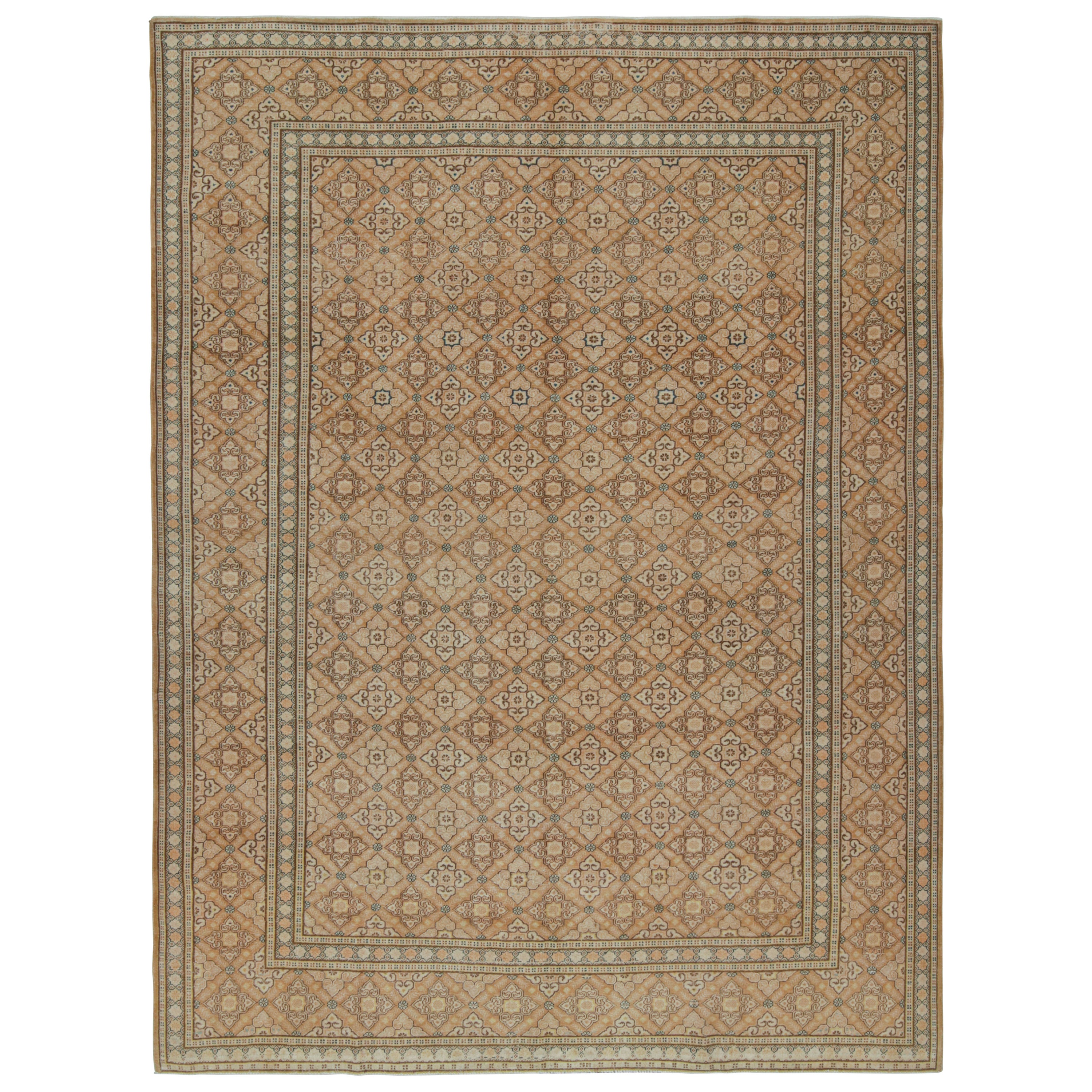 Vintage Persian Tabriz Rug in Brown, with Floral Patterns, from Rug & Kilim For Sale