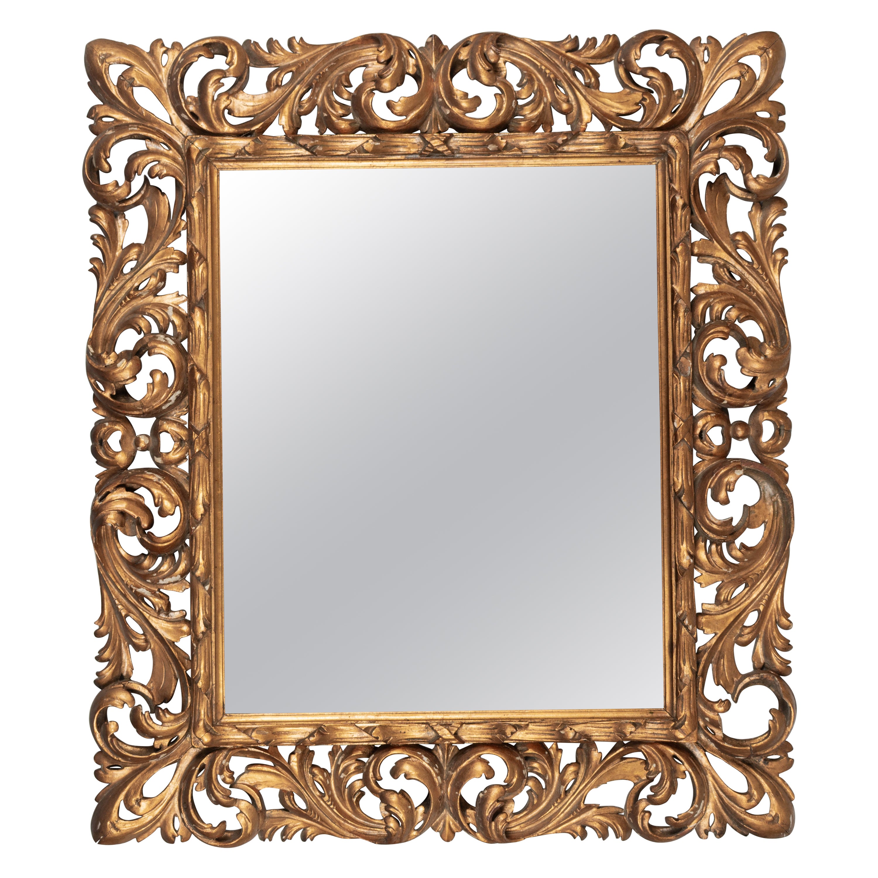 Italian Baroque Style Gilded Mirror For Sale