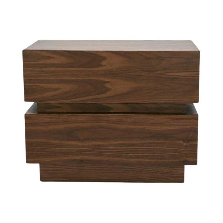 Large Walnut Stacked Box Nightstand by Lawson-Fenning For Sale