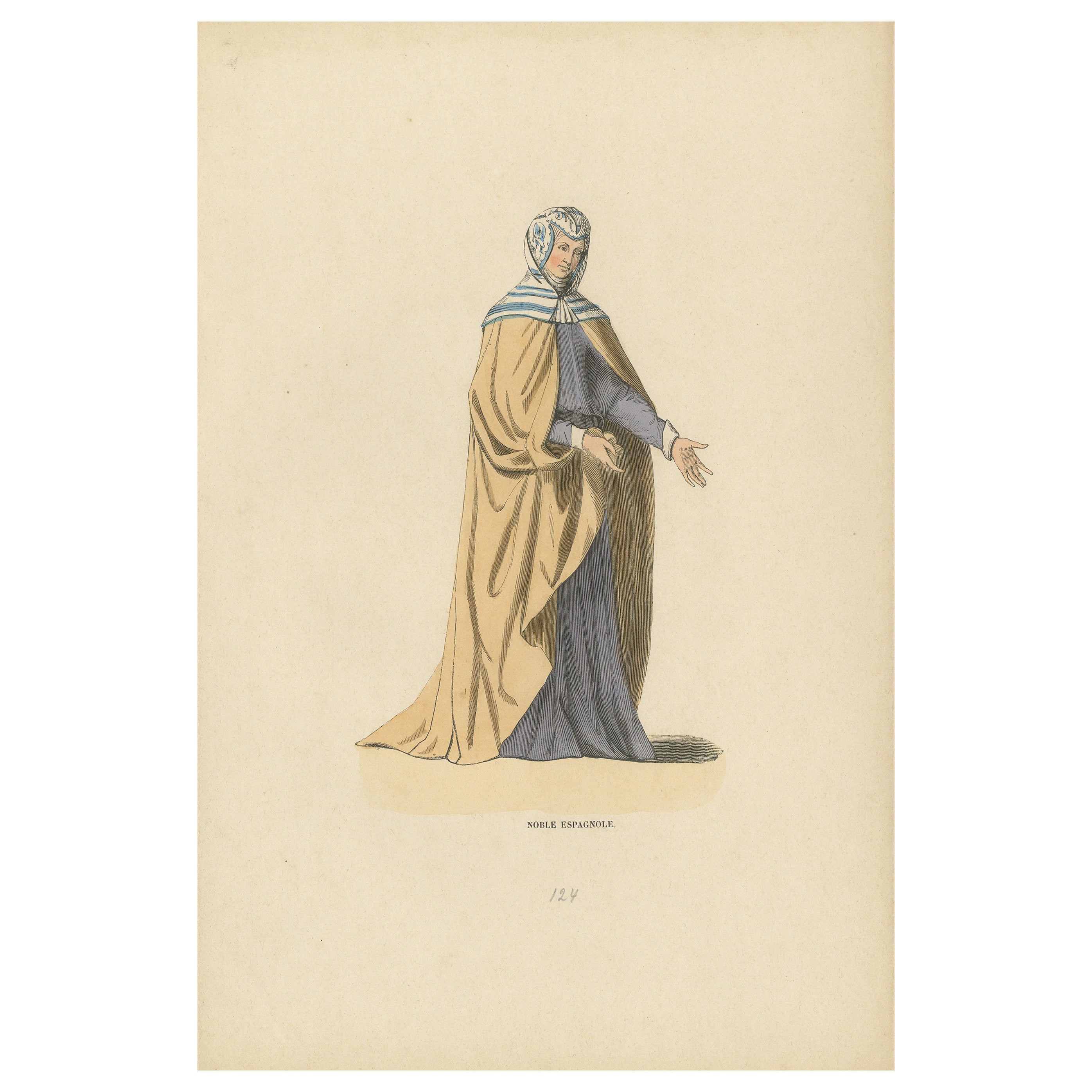 Dignified Poise of a Spanish Noblewoman in an Original Lithograph Published 1847 For Sale