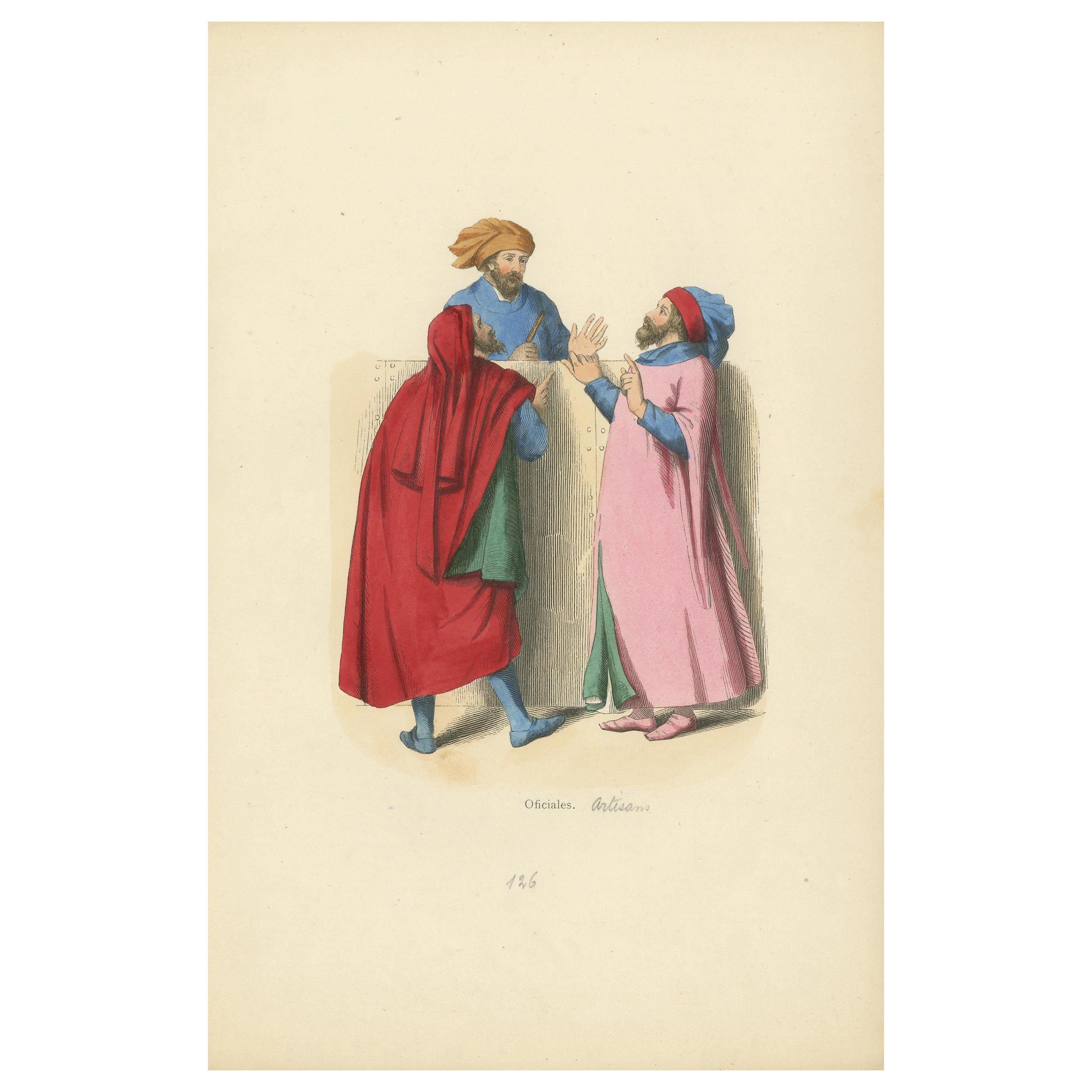 Medieval Discourse: A Moment Between Officials or Artists, Published in 1847 For Sale