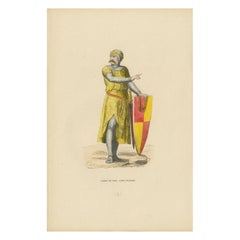 Chivalric Poise: Aubrey de Vere, Earl of Oxford, in einem antiken Druck von 1847