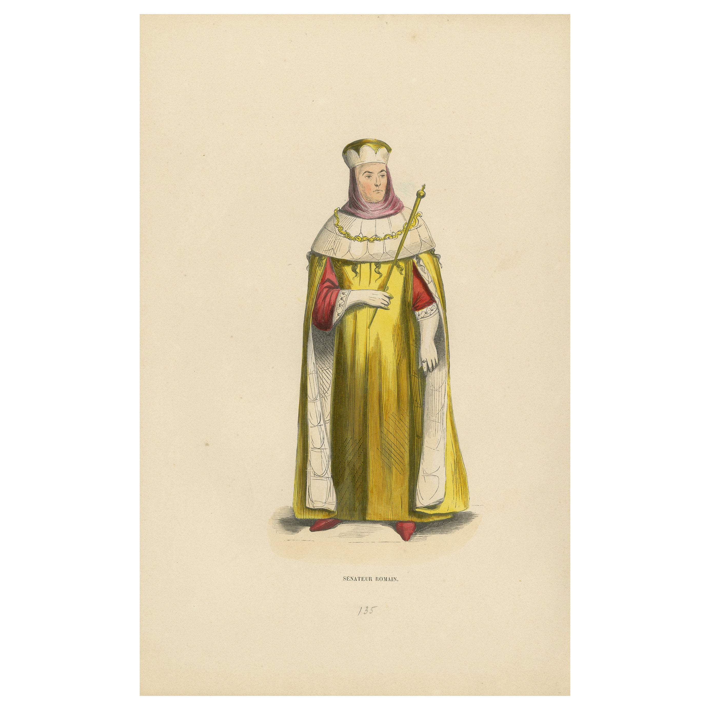 Imperial Dignity: A Roman Senator's Garb, Lithograph Published in 1847 For Sale