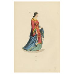 Renaissance Grace: A Lady's Attire in 'Costume du Moyen Âge', 1847