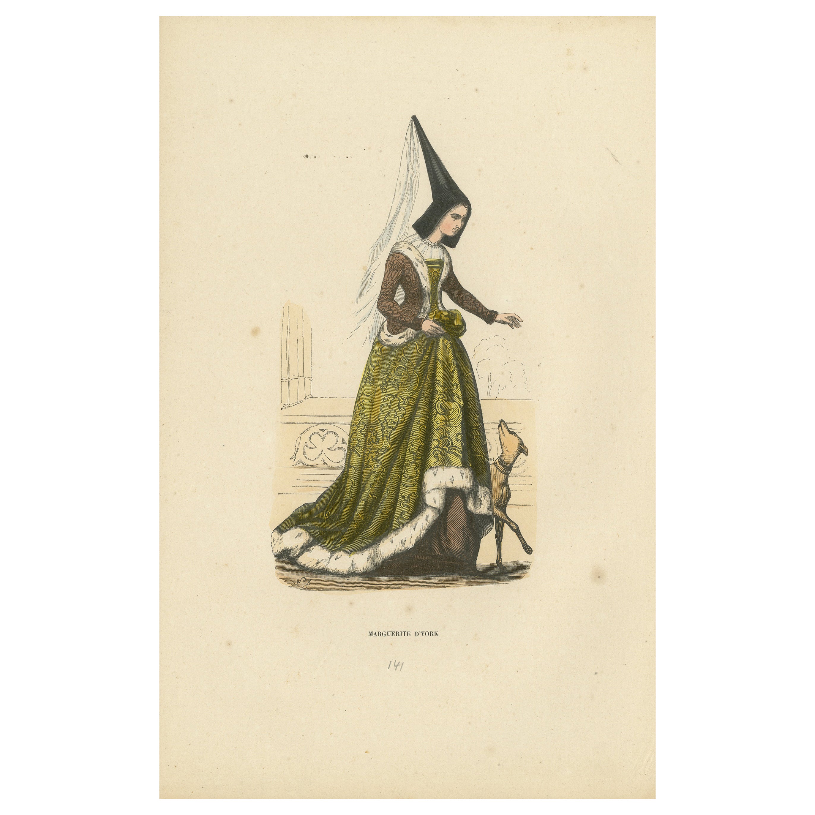 Elegance of the Past: Margaret of York in 'Costume du Moyen Âge', 1847 For Sale