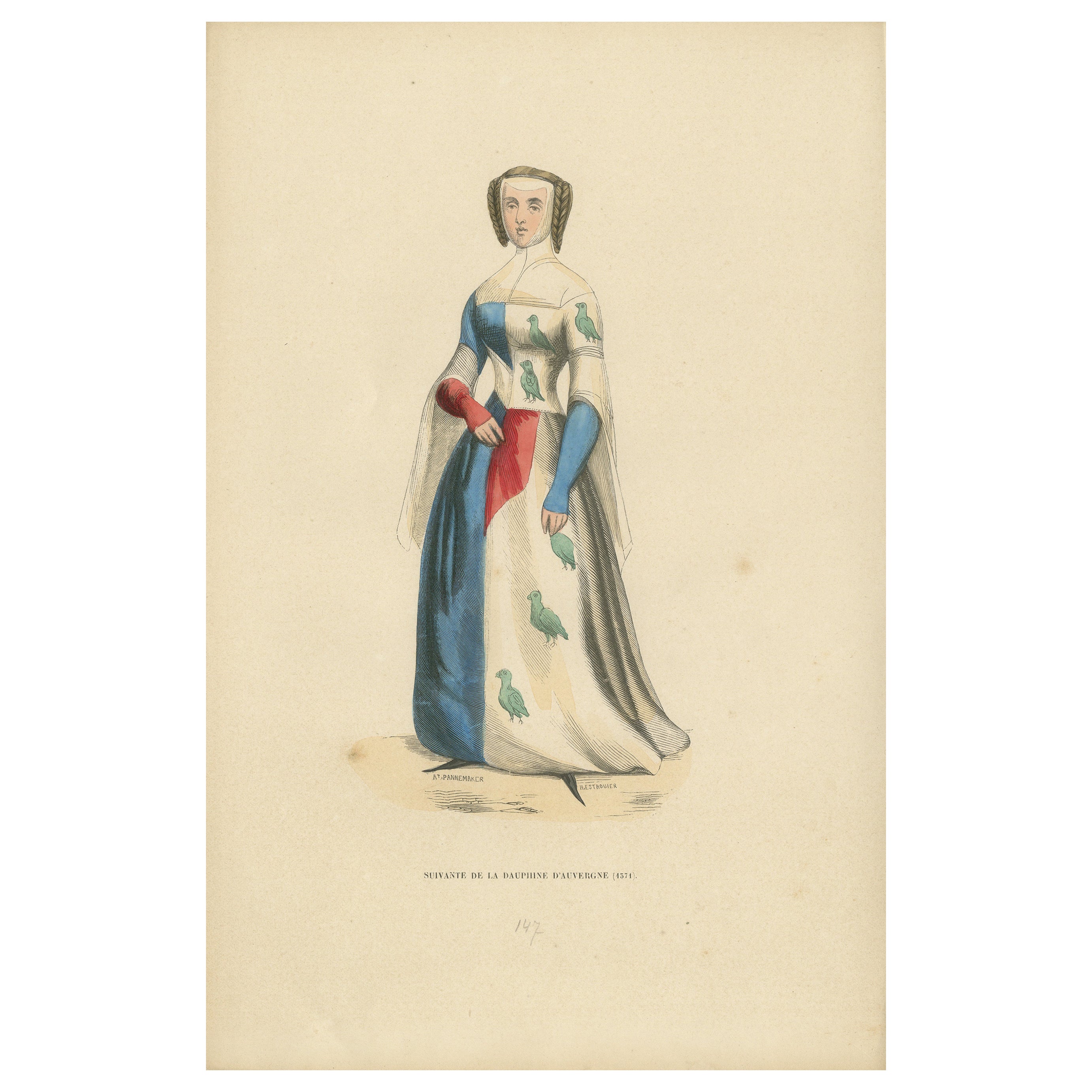 Courtly Refinement: A Lady-in-Waiting to the Dauphine of Auvergne, 1847 For Sale