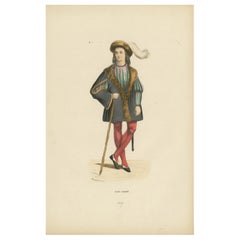 Youthful Elegance: A Young Gentleman's Attire in 'Costume du Moyen Âge', 1847
