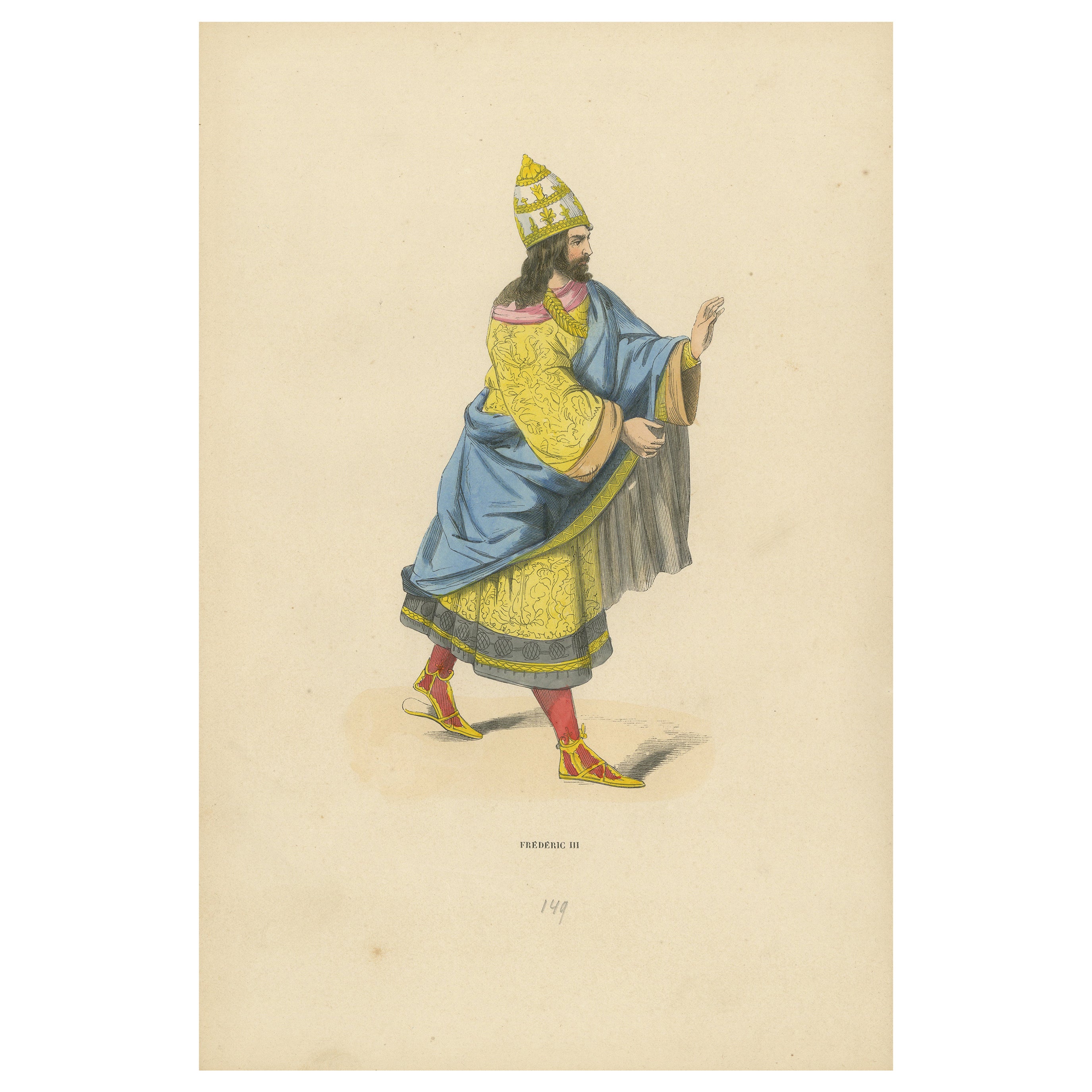 Imperial Majesty: Emperor Frederick III in 'Costume du Moyen Âge, 1847 For Sale