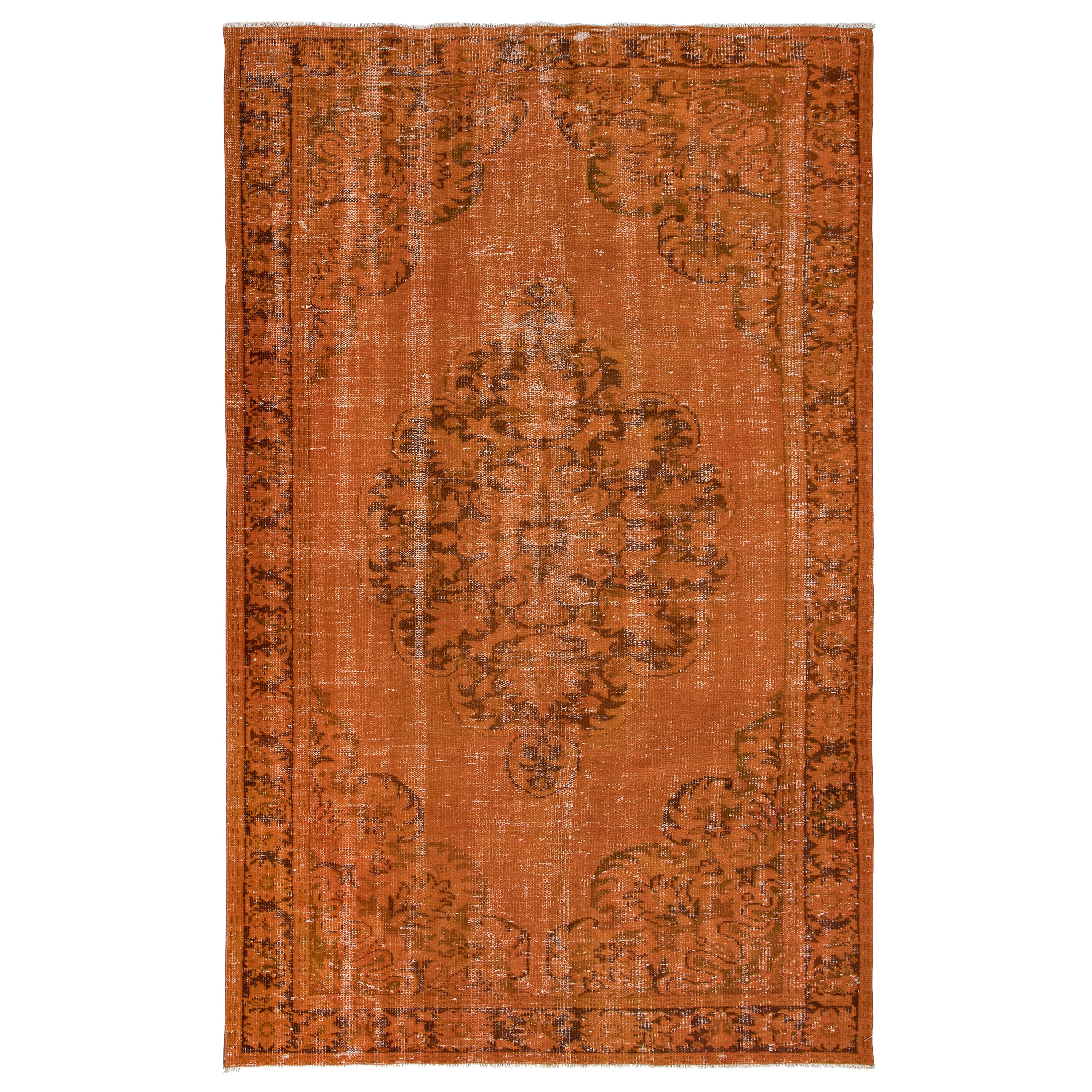 5.8x9.3 Ft Contemporary Living Room Carpet in Orange, Hand-Made Turkish Area Rug For Sale