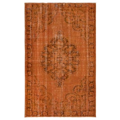 5.8x9.3 Ft Zeitgenössischer Wohnzimmerteppich in Orange, Hand Made Turkish Area Rug