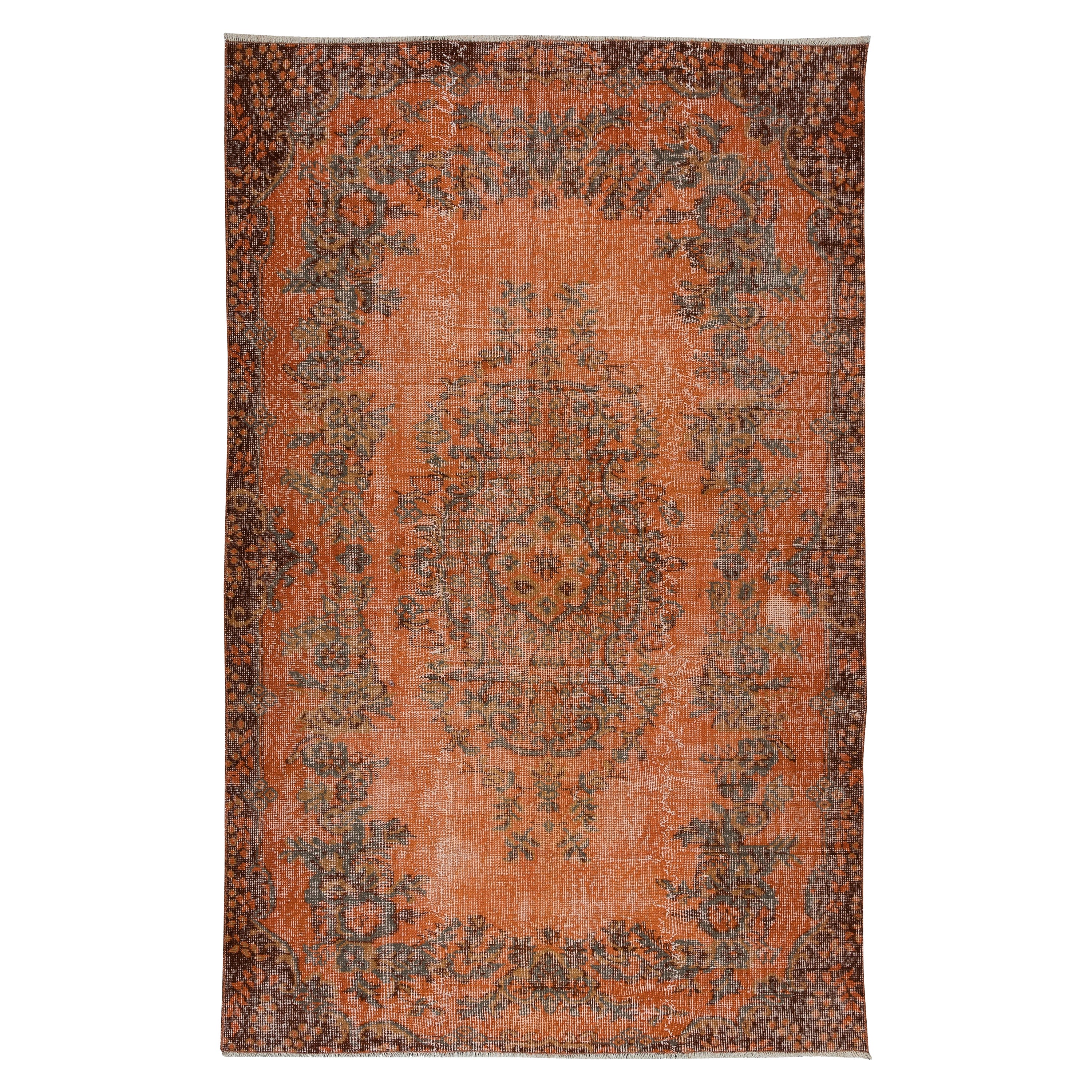 4.8x7.2 Ft Modern Burnt Orange Handmade Area Rug, Contemporary Turkish Carpet For Sale