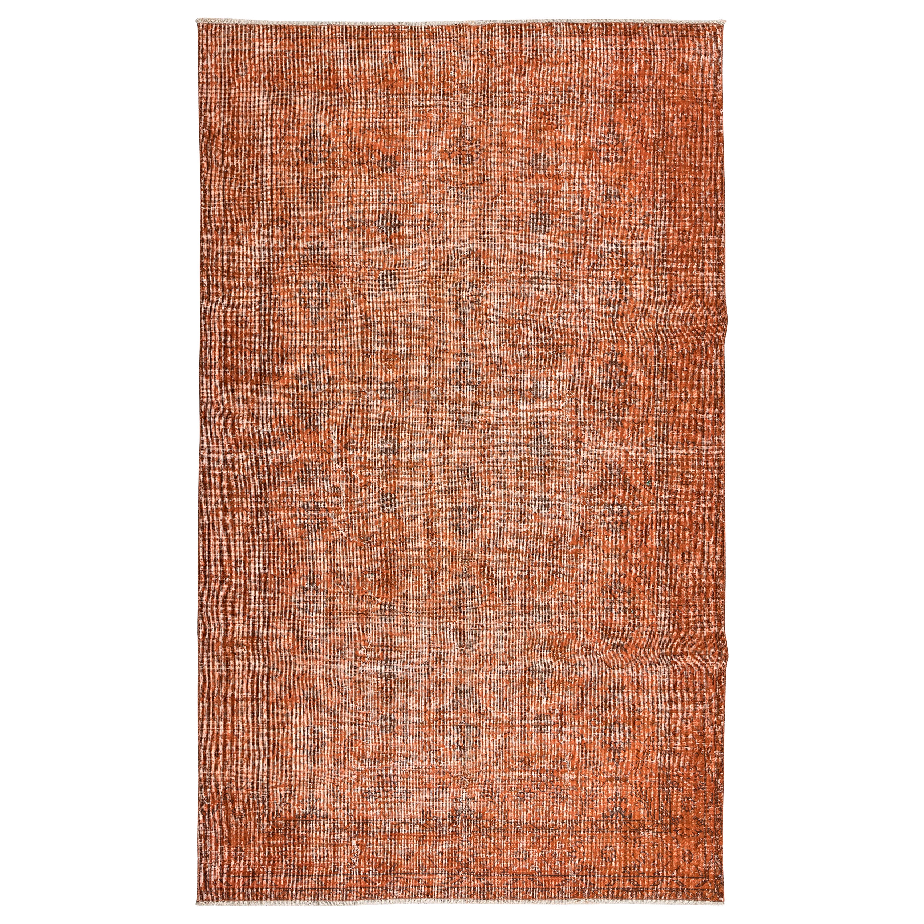 5.8x9.5 Ft Orange Handmade Turkish Area Rug for Modern Home and Office Decor For Sale