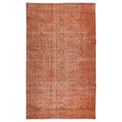 5.8x9.5 Ft Orange Handmade Turkish Area Rug for Modern Home and Office Decor
