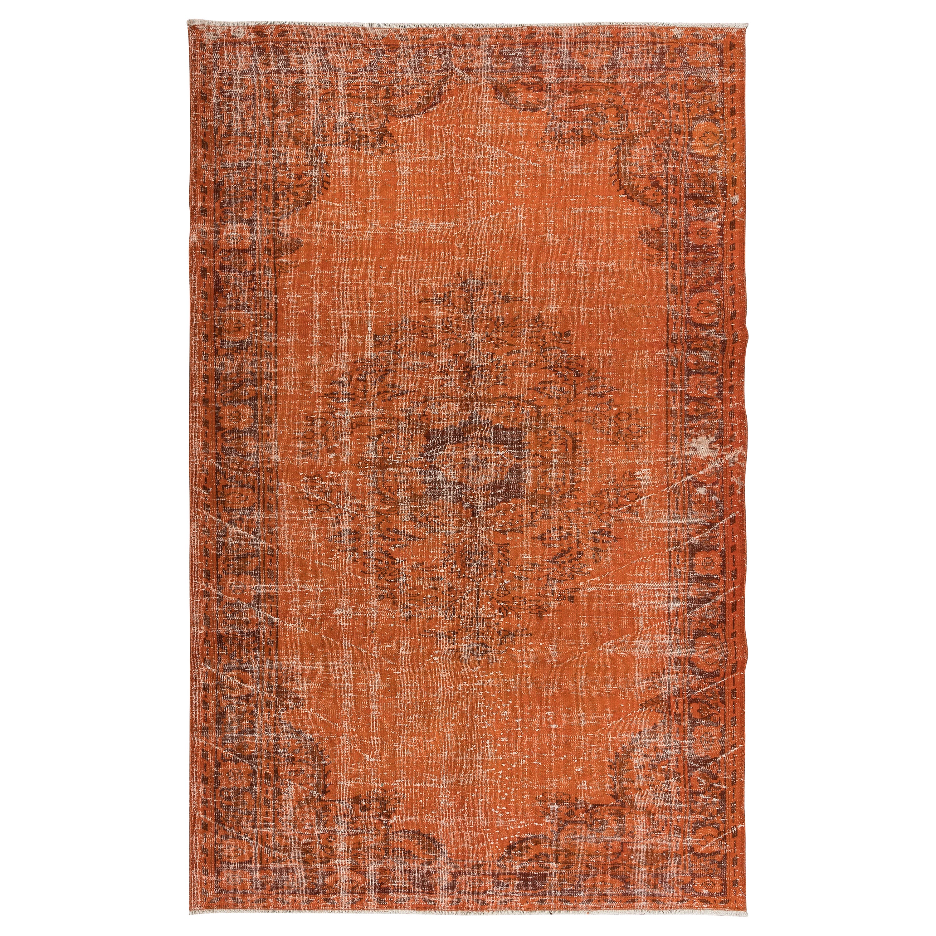 6.3x9.6 Ft Modern Modern Handmade Turkish Wool Area Rug in Orange Colors (Tapis de sol en laine turque fait à la main)