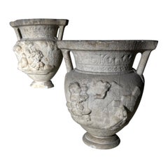 Antique Pair of neoclassical marble vases, late 18th century early 19th century