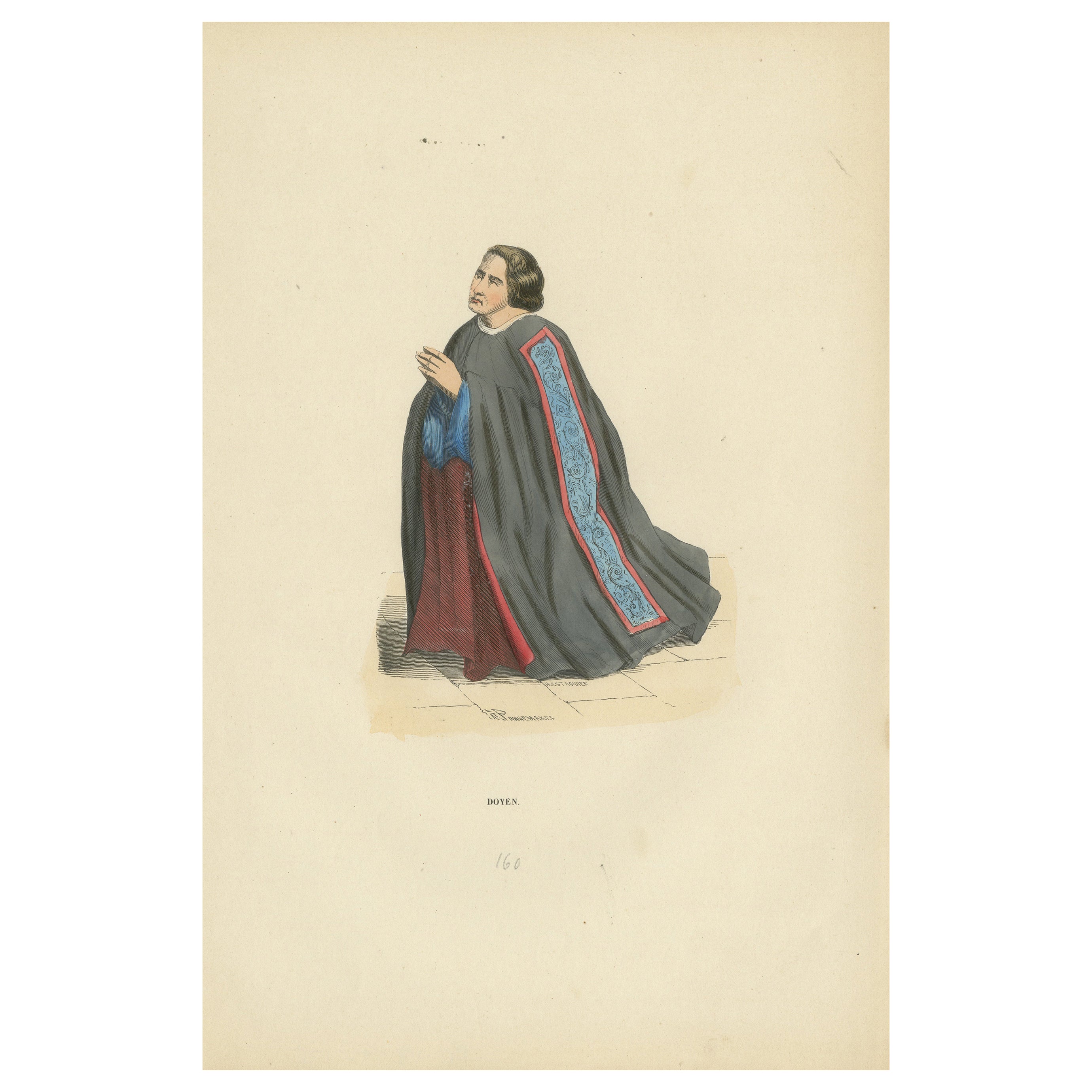 The Revered Doyen: A Portrait of Venerable Leadership, Lithograph Published 1847 For Sale