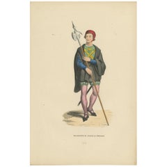 Antique Guardian of the Realm: A Halberdier of Charles the Bold, Lithograph of 1847