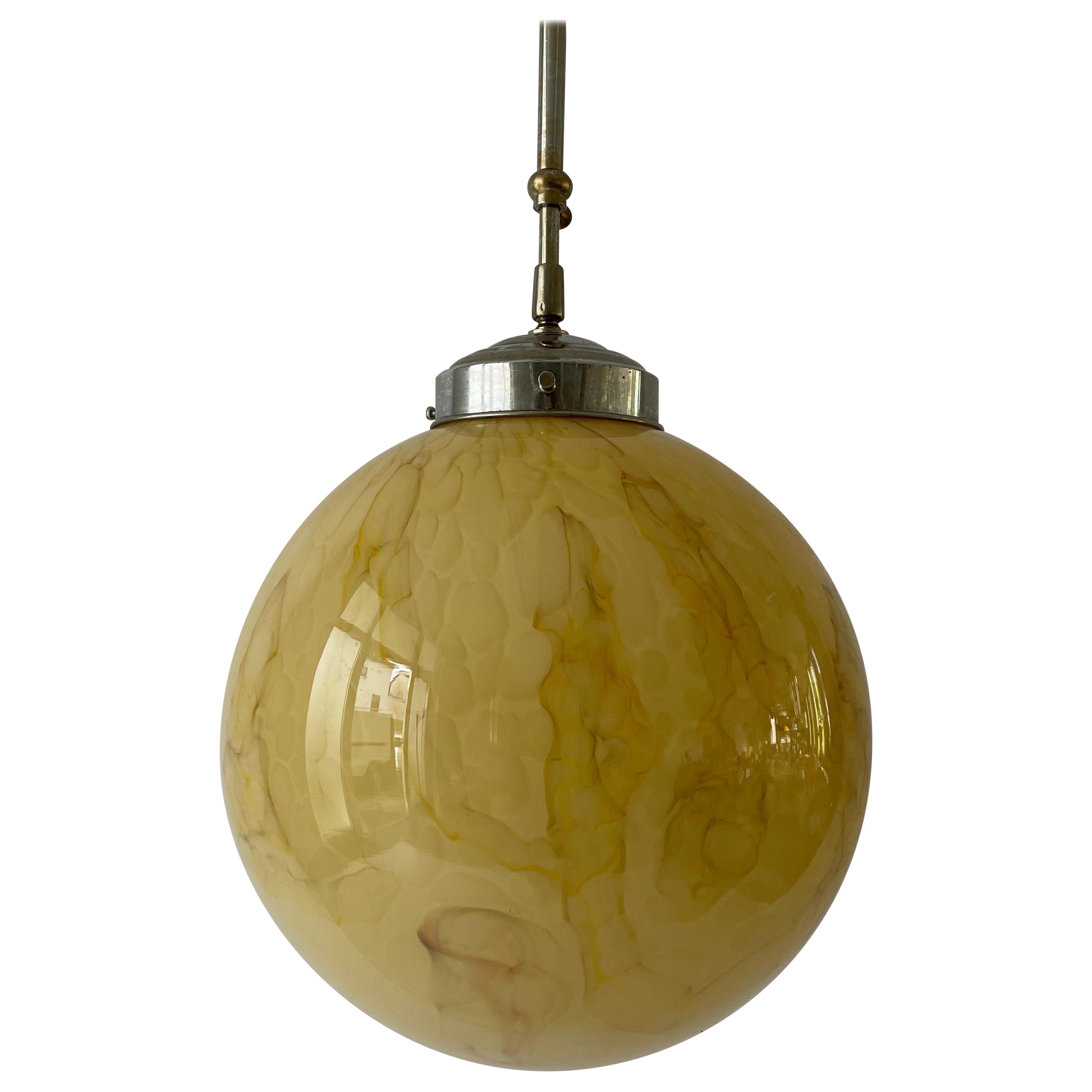 Art Deco Exceptional Church Lamp with Yellow Glass Ball , 1930s, Germany For Sale