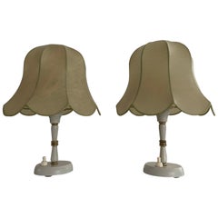 Vintage Cocoon Shade Metal Body Pair of Bedside Lamps by GOLDKANT, 1970s, Germany