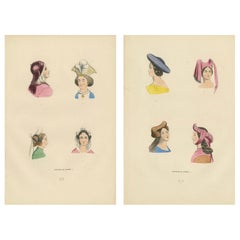 Costume du Moyen Âge: Portraits of Elegant Ladies, Published in 1847
