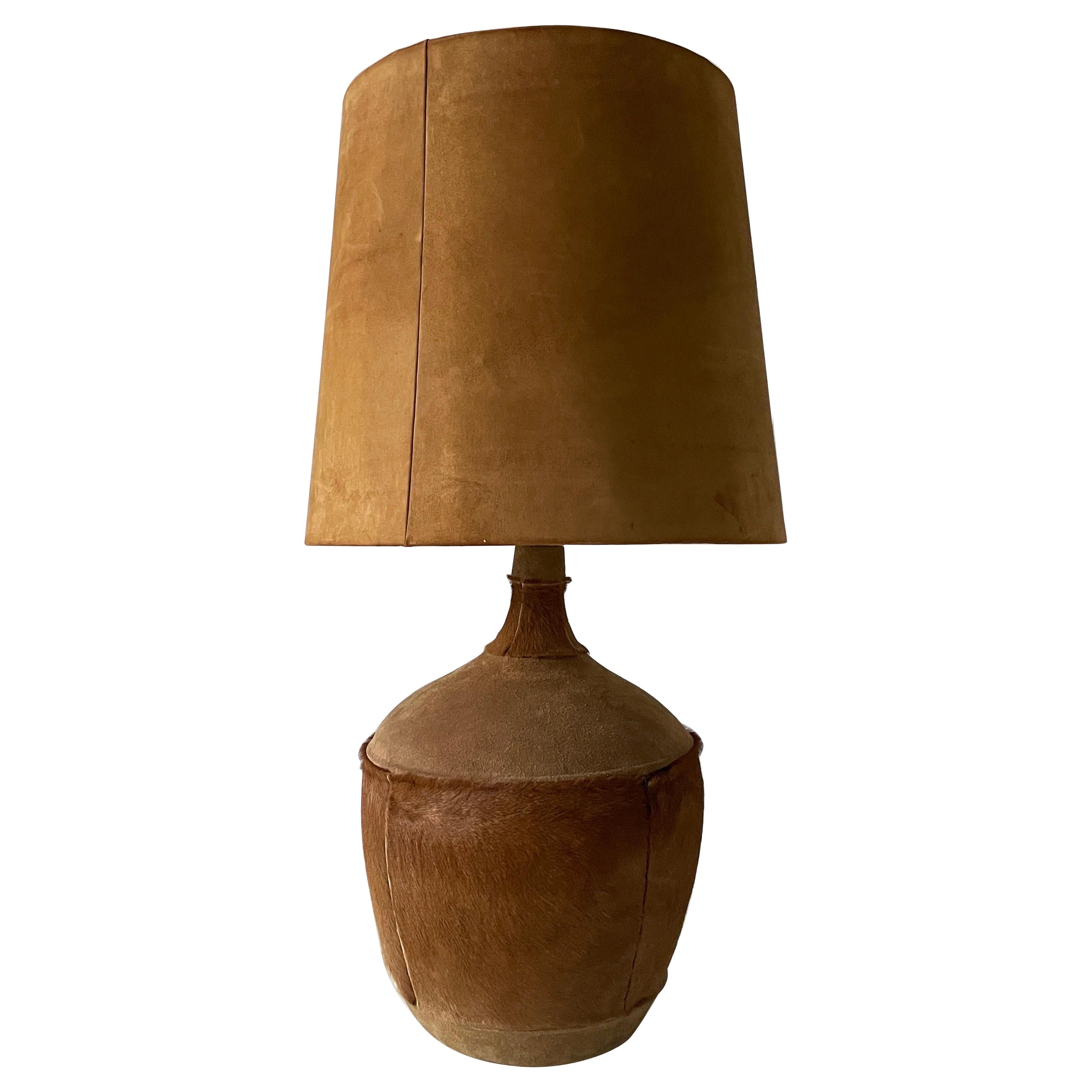 Tan Suede Leather and Glass Shade Floor or Table Lamp, 1960s, Denmark For Sale