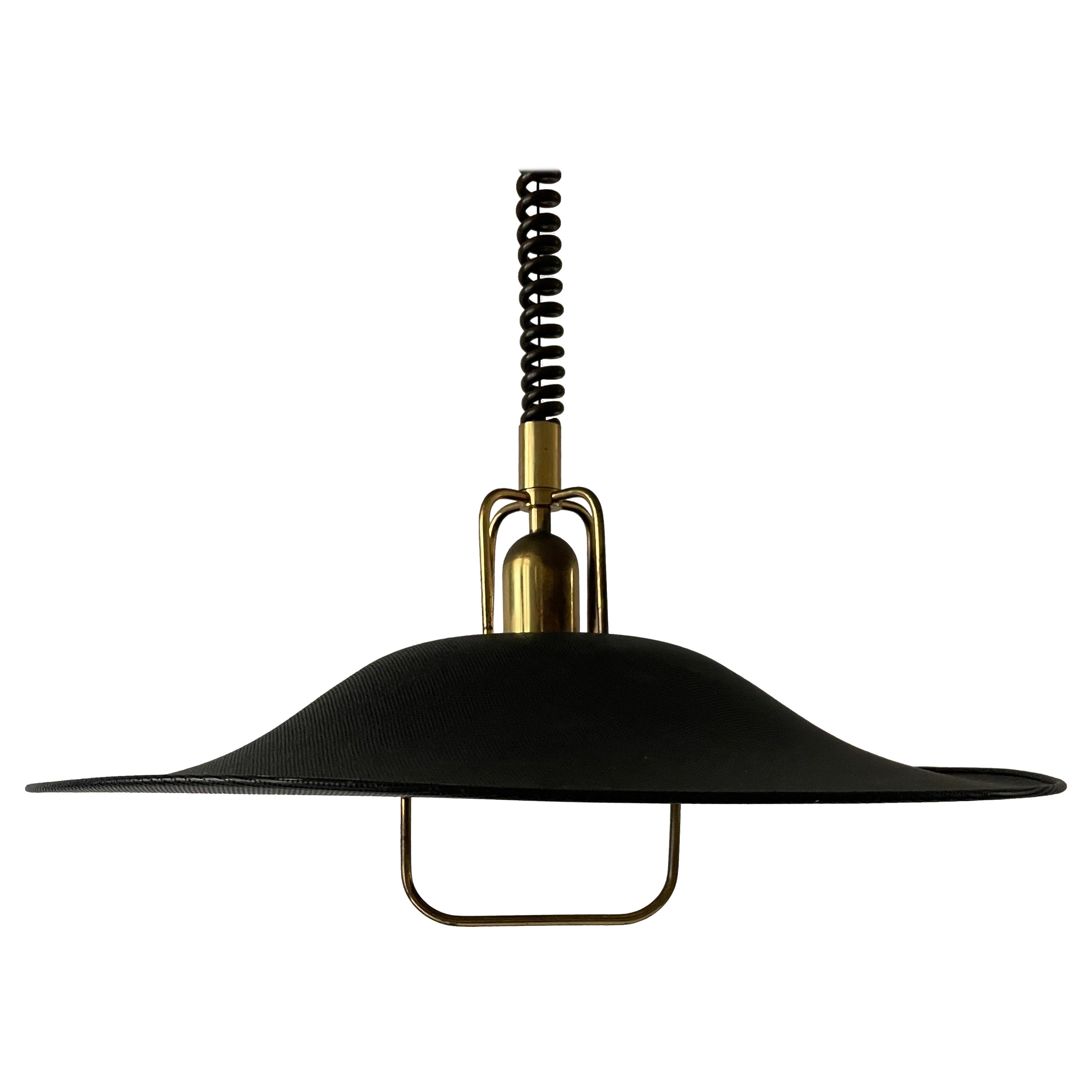 Black-Gold Metal Adjustable Pendant Lamp by Cosack, 1970s, Germany For Sale