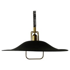 Lampe suspendue réglable en métal noir et doré par Cosack, années 1970, Allemagne