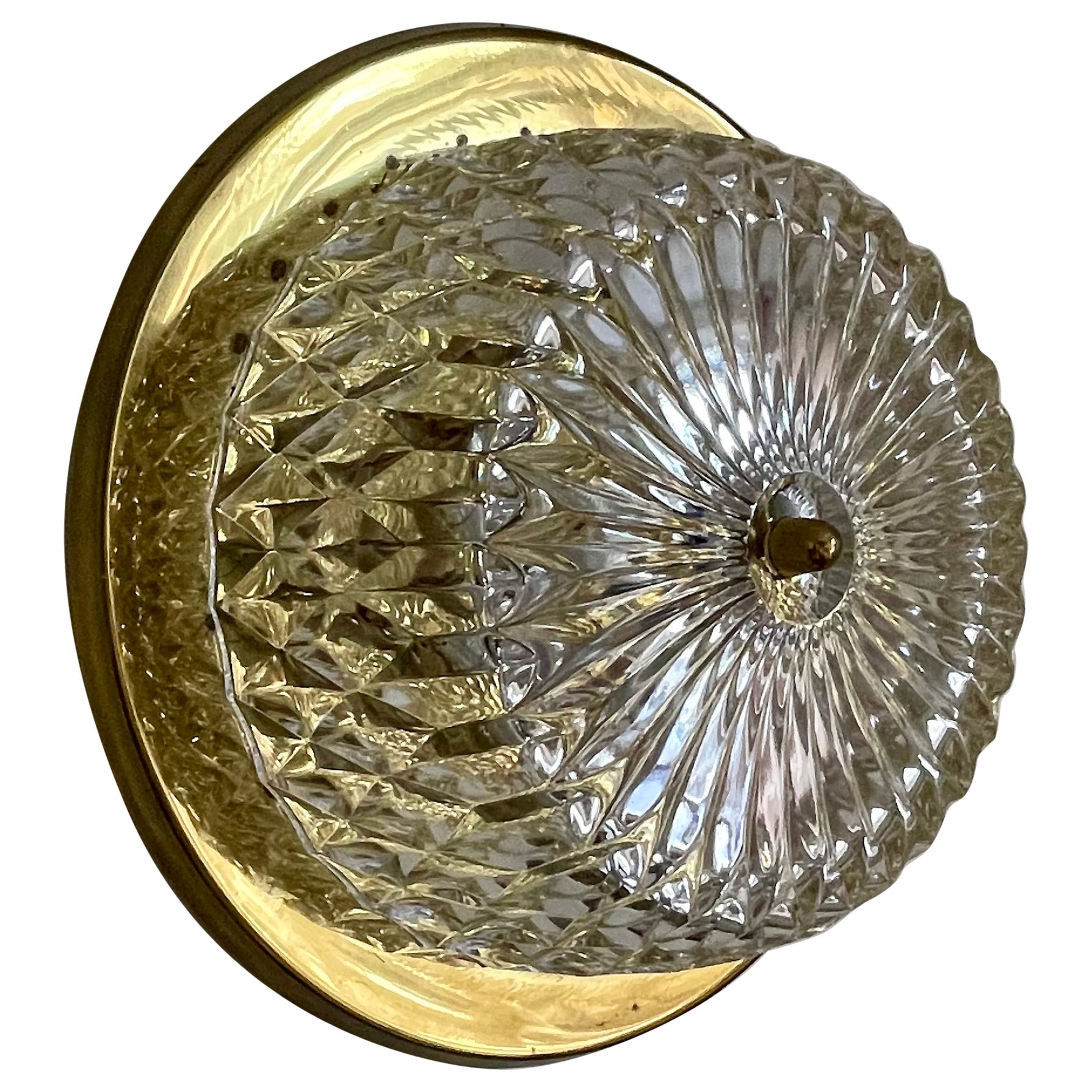Orrefors, Lyfa 1960s Modern Textured Glass Brass Sconce For Sale