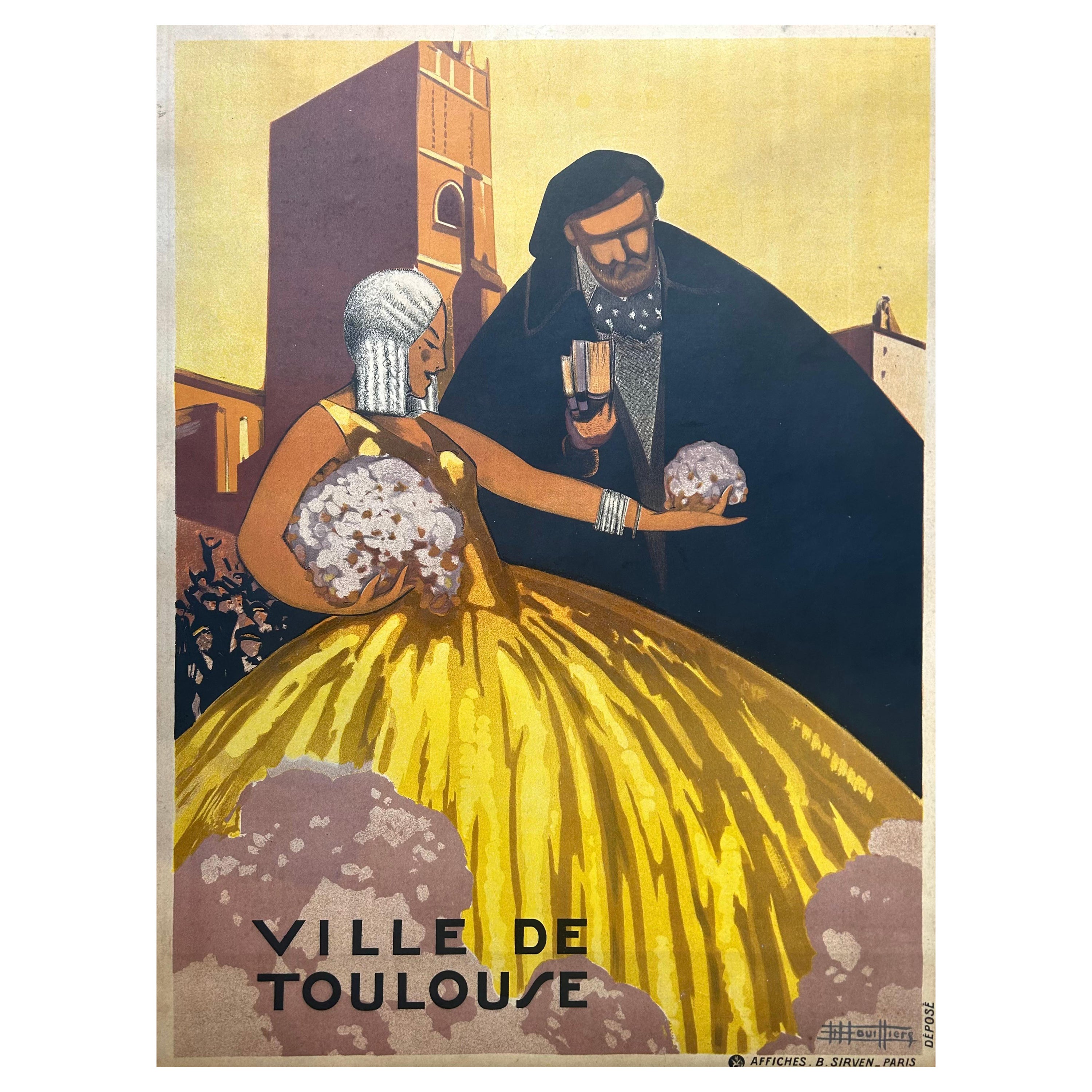 Édouard Bouillière - Toulouse City Poster from 1920 For Sale