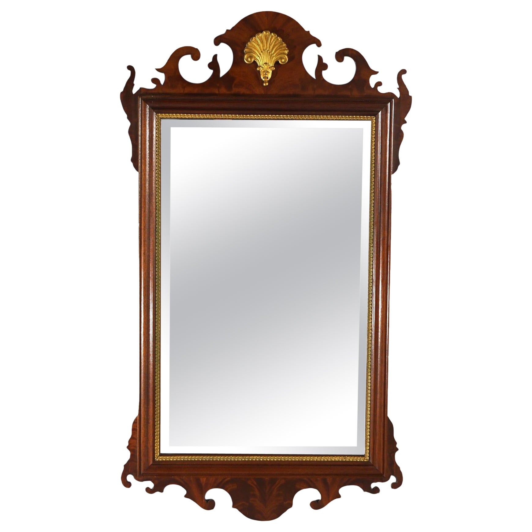 Chippendale Style Council Mahogany & Giltwood Wall Mirror 20thC For Sale