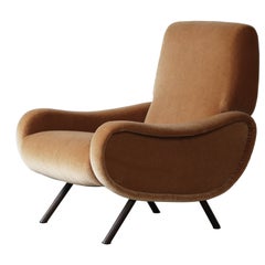 Early Marco Zanuso Lady Chair, Italy, 1960s, New Pure Mohair