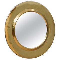 MidCentury Round Brass Italian Wall Mirror, 1970