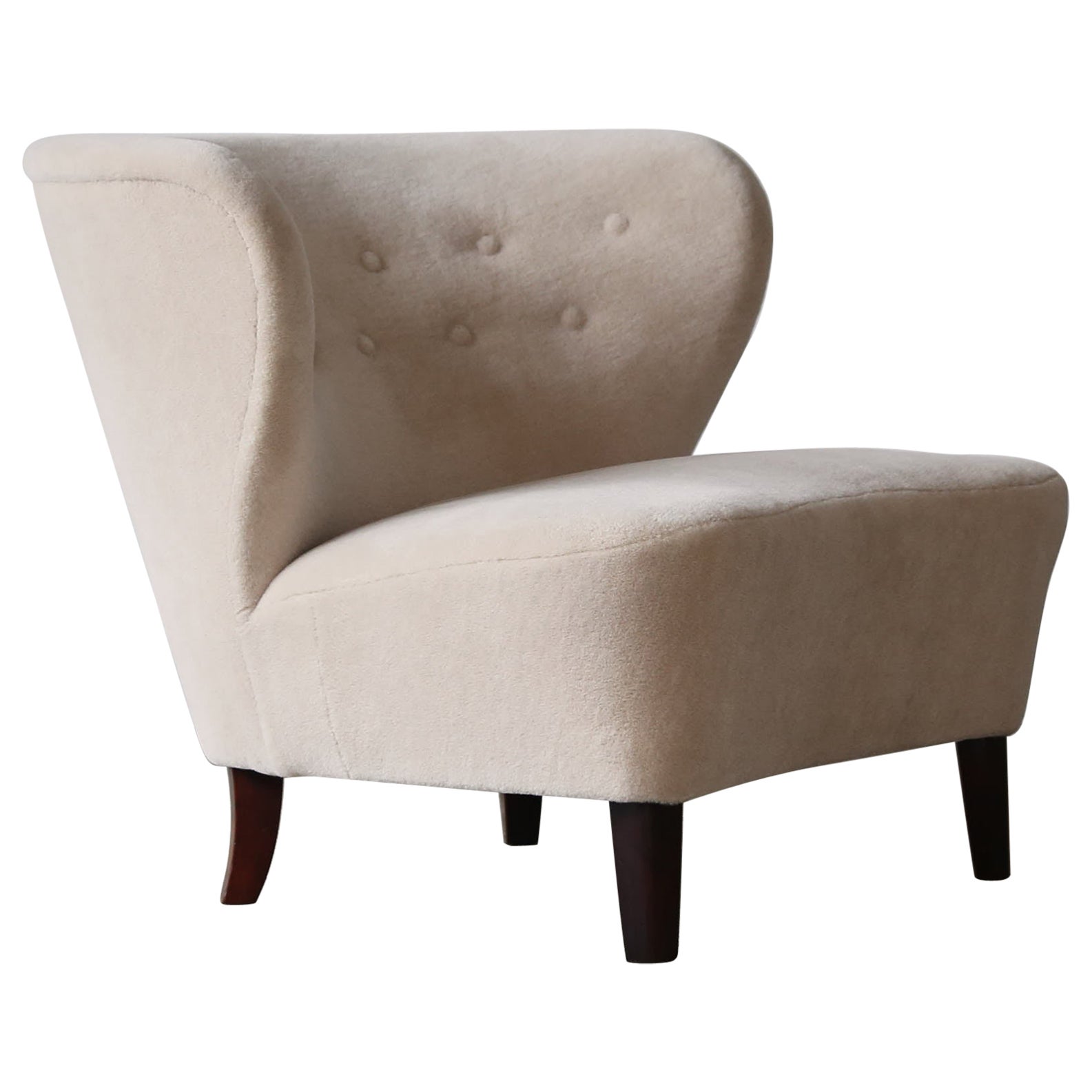 Gösta Jonsson Lounge Chair, 1950er Jahre, Schweden, reiner Alpaka-Stoff im Angebot