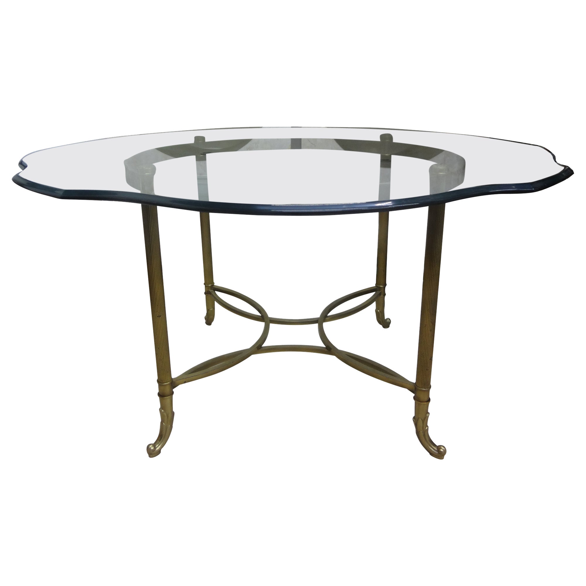 Italian Hollywood Regency Brass Center Table Or Dining Table For Sale