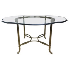 Used Italian Hollywood Regency Brass Center Table Or Dining Table