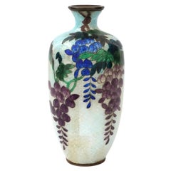 Used Japanese Meiji Ginbari Cloisonne Enamel Vase