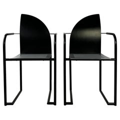 Postmodern 1980s Steel and Wood Side Chairs