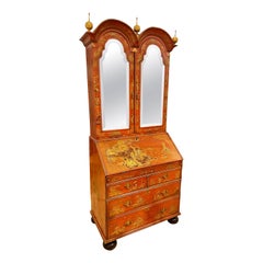 18th Century English Red Lacquer chinoiserie Secretary