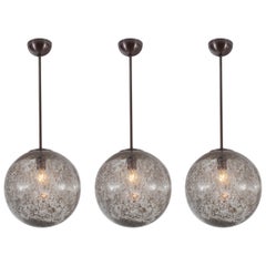 Set Of 3 Organic Modern Mottled Globe Lights, Contemporary 