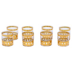Vintage Mid Century 22-Karat Gold Rocks Cocktail Glasses Set of 8, circa 1965
