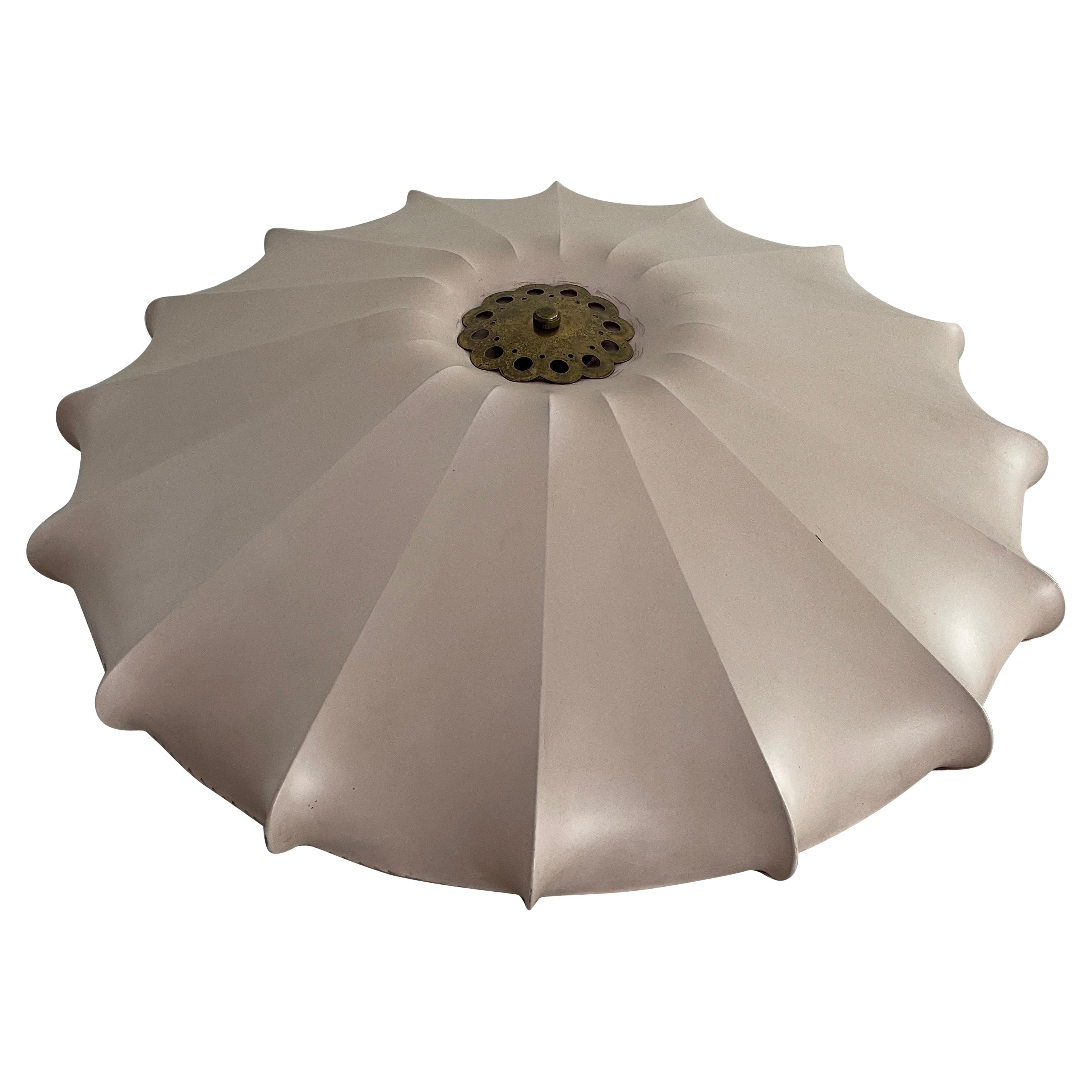 Satin Fabric Large Flush Mount Ceiling Lamp, 1940s, Germany For Sale