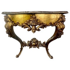 Antique 19th C. French Louis XV Gilt Wood Console